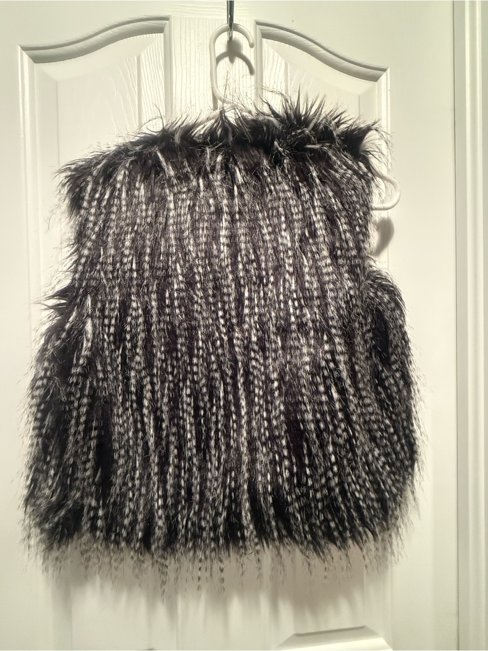 Faux Fur Black & White Vest - Women's Plush Layering Piece